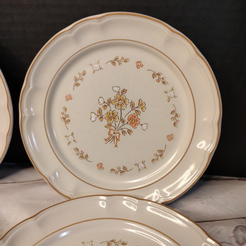 6 Cordella Burnet Pattern 7 3/8" Salad Plates Floral Stoneware